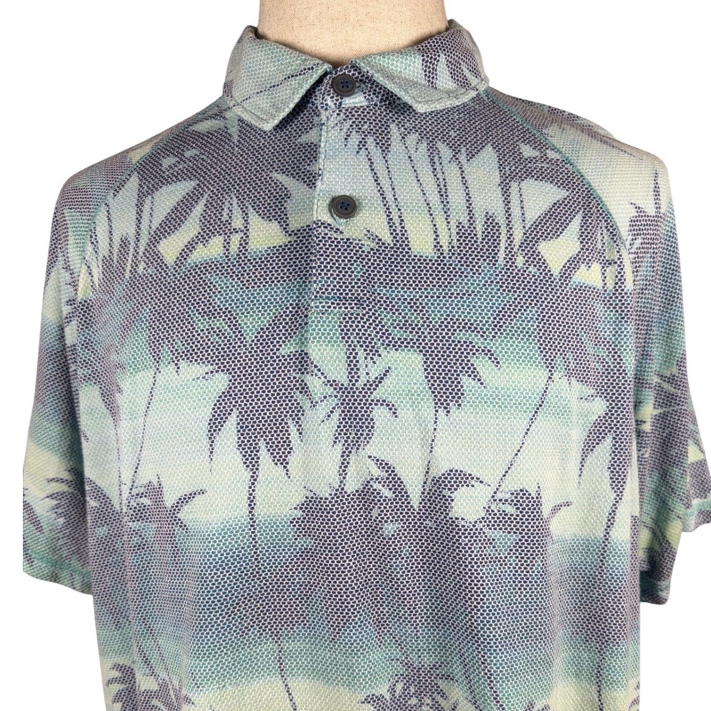 Tommy Bahama IslandZone Mens XL Blue Palm Tree Honeycomb Performance Polo Shirt